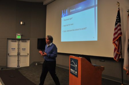 Michel Foure giving a talk to Berkeley Lab postdocs