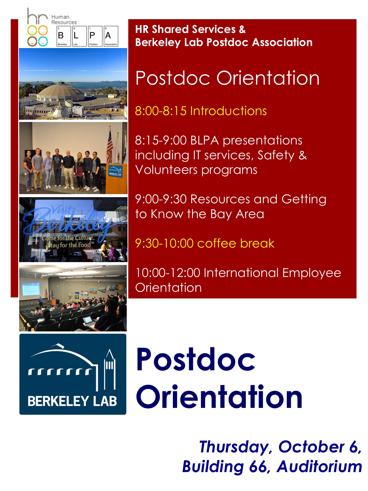 Postdoc orientation, October 2016