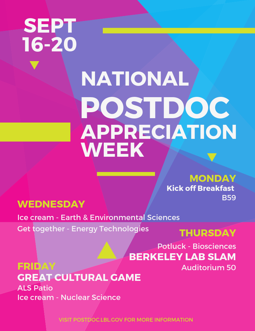 National Postdoc Appreciation Week Berkeley Lab Postdoc Association